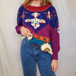 SOLD Boho Maximalism 80s/90s Funky Long Sleeve Sweater
